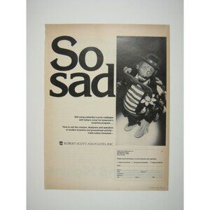 Robert Scott Clown Sad ADVERT 1960s Vintage Print Ad